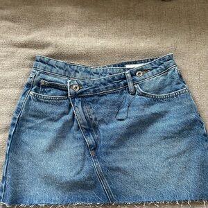 Zara Blue Asymmetrical A-Line Mini Skirt